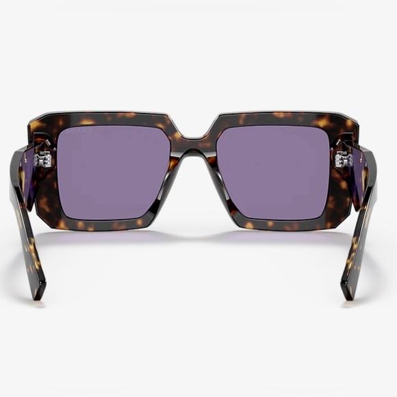 NEW PRADA Tortoise Violet Square Mirror Lenses Logo Arms Square Frame with Box - Picture 7 of 9